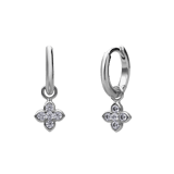 Ohrringe, 925 Silber, mit Anhänger, blume und Zirkonia