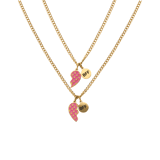Stainless steel goldplated kettingset met breekhart roze