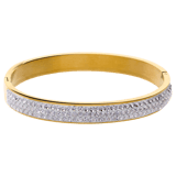 Stainless steel goldplated bangle met kristal