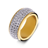 Stählerner goldbeschichteter Ring mit Kristall