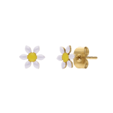 Stahl goldfarbene Kinderohrringe mit weißen Gänseblümchen