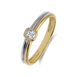 Silberner Bicolor-Ring mit Zirkonia für Damen