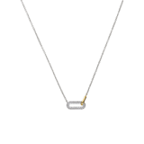 Zilveren bicolor ketting met hanger voor dames