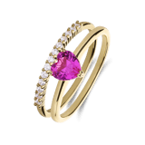 Zilveren goldplated ring hart met zirkonia voor dames