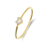 14 Karat Gelbgoldring mit Herz und Zirkonia für Damen