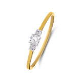 14 Karat Gelbgoldring mit 3 Diamanten 0,14 ct für Damen