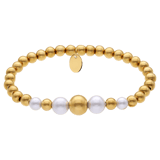 Stainless steel goldplated kralenarmband met parel voor dames