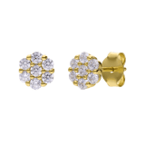 Zilveren goldplated oorknoppen bloem met zirkonia voor dames