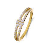 Zilveren goldplated ring bloem met zirkonia voor dames