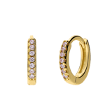 Zilveren goldplated oorringen 12mm met zirkonia