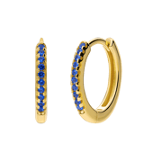 Zilveren goldplated oorringen 15mm met zirkonia