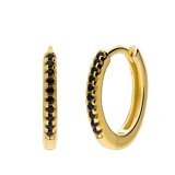 Zilveren goldplated oorringen 15mm met zirkonia