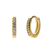 Zilveren goldplated oorbellen met zirkonia 12mm