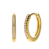 Zilveren goldplated oorbellen met zirkonia 15mm