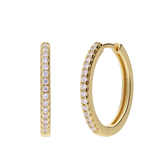 Zilveren goldplated oorbellen met zirkonia 20mm