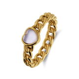 Stainless steel goldplated ring hart met kristal voor dames