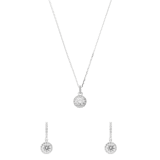 Zilveren sieradenset ketting met hanger en bijpassende oorbellen met zirkonia voor dames