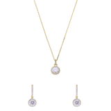 Zilveren sieradenset goldplated ketting met hanger en bijpassende oorbellen met zirkonia voor dames