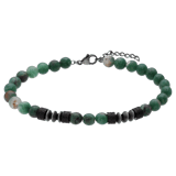 Stainless steel herenkralenarmband groene jade