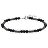 Stainless steel herenkralenarmband zwarte schelpparel