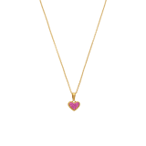 Zilveren goldplated kinderketting hart roze kristal