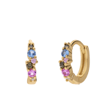 Zilveren goldplated kinderen oorring mulit color
