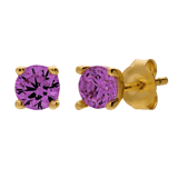 Zilveren goldplated oorring kinderen ruby zirkonia