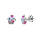 Silberne Kinderohrringe Cupcake