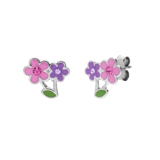 Zilveren kinderoorknoppen bloemen