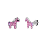 Zilveren kinderoorknoppen pony