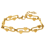 Edelstahl-Armband mit goldplattierten Herzgliedern