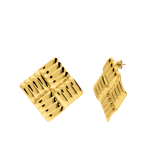 Edelstahl goldbeschichtete Ohrstecker Rautenmuster