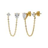 Stainless steel goldplated oorknoppen dubbel voor dames