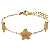 Stainless steel goldplated armband bloemen