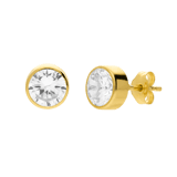 14 Karat goldene Ohrstecker mit 6 mm Zirkonia