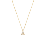 Zilveren goldplated ketting met hanger letter met zirkonia voor dames