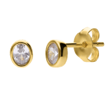 Silberne, goldbeschichtete Ohrstecker mit Zirkonia