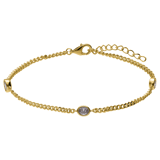 Silbernes goldplattiertes Armband mit Anhänger mit Zirkonia