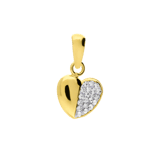9 karaat hanger hart met zirkonia 8x15mm