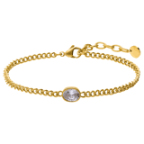 Stainless steel armband met geboortesteen zirkonia voor dames