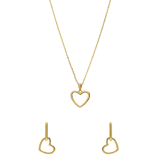 Zilveren goldplated ketting met hanger en oorbellen