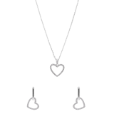 Zilveren ketting met hanger en oorbellen met zirkonia