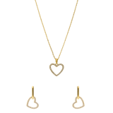 Zilveren goldplated ketting met oorbellen en zirkonia