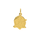 Zilveren goldplated hanger kinderkopje meisje