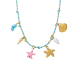 Edelstahlkette blau mit Anhängern für Damen