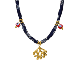 Edelstahlkette blau mit Anhänger für Damen