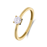 14 karaat gouden ring met zirkonia 4mm