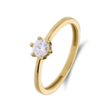 14 karaat gouden ring met zirkonia 4mm