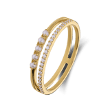 14 karaat gouden ring met zirkonia en zoetwaterparel