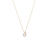 14 karaat gouden ketting met zirkonia en zoetwaterparel